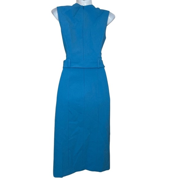 Hugo  Boss Belted Sleeveless Dadorina Dress Blue - Picture 5 of 6